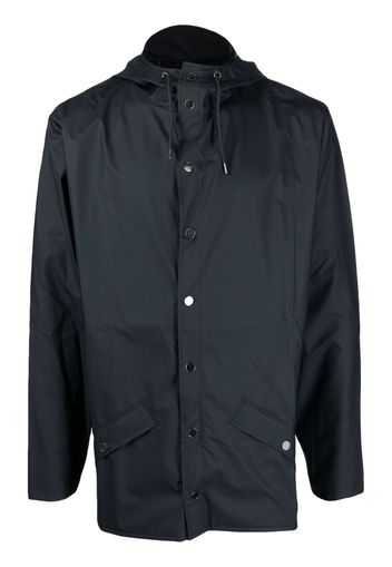 Rains drawstring-hooded buttoned rain jacket - Blu