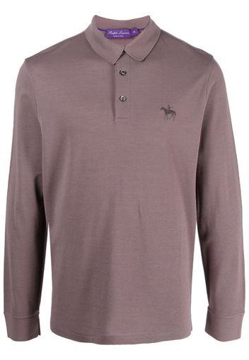 Ralph Lauren Purple Label logo-embroidered wool polo shirt - Viola