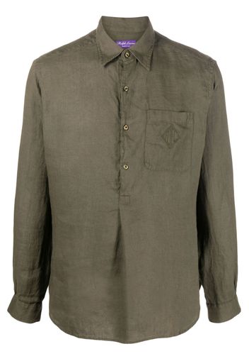 Ralph Lauren Purple Label logo-embroidered linen shirt - Verde