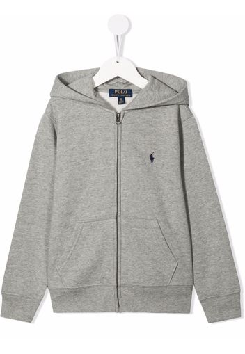 Ralph Lauren Kids embroidered-logo hoodie - Grigio