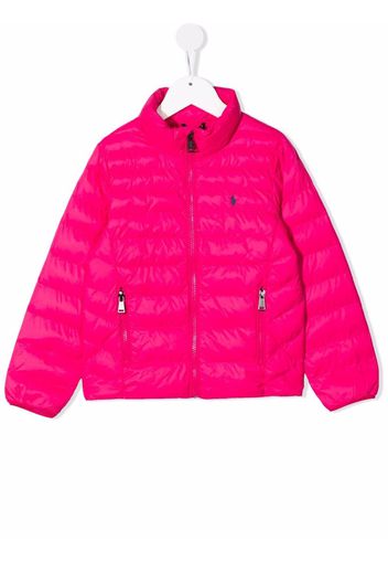 Ralph Lauren Kids embroidered-logo padded jacket - Rosa