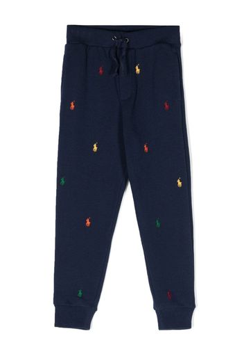 Ralph Lauren Kids Polo Pony-embroidered track pants - Blu
