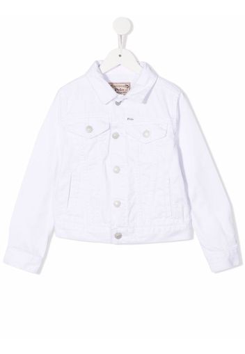 Ralph Lauren Kids embroidered-logo denim jacket - Bianco