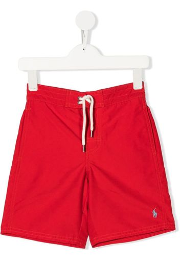 Ralph Lauren Kids embroidered logo swim shorts - Rosso
