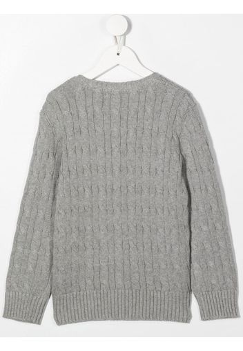 Ralph Lauren Kids cable-knit crew-neck jumper - Grigio