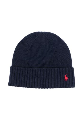 Ralph Lauren Kids logo-embroidered wool beanie - Blu