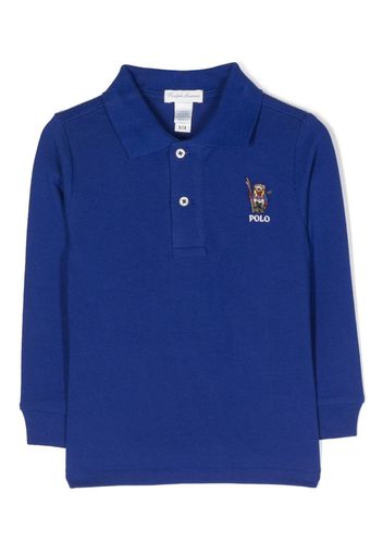 Ralph Lauren Kids embroidered-logo long-sleeve polo shirt - Blu