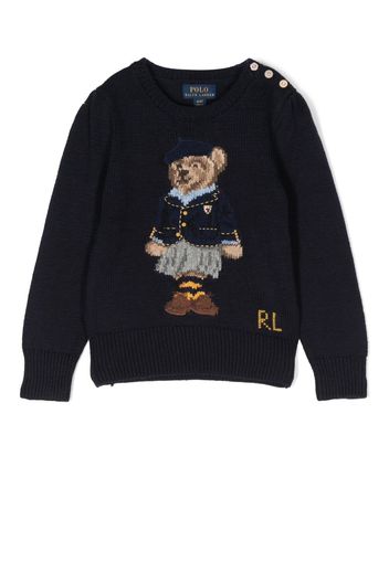 Ralph Lauren Kids Polo Bear intarsia-knit sweater - Blu