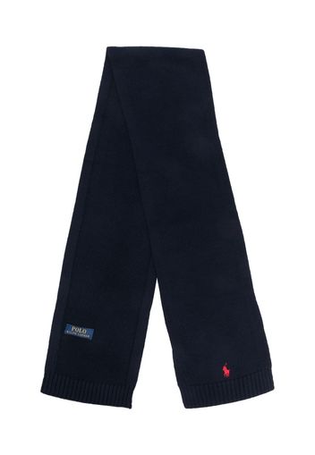 Ralph Lauren Kids logo-embroidered wool scarf - Blu