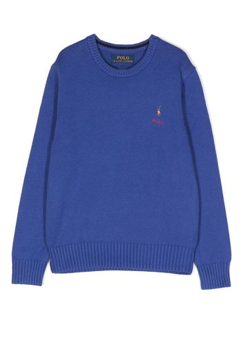 Ralph Lauren Kids embroidered-logo knitted jumper - Blu