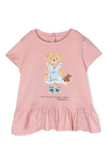 Ralph Lauren Kids Teddy-Bear ruffled T-shirt - Rosa