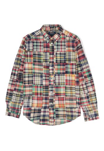 Ralph Lauren Kids checkered-patchwork cotton shirt - Rosso