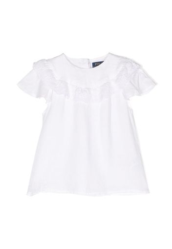 Ralph Lauren Kids ruffled-detail linen blouse - Bianco