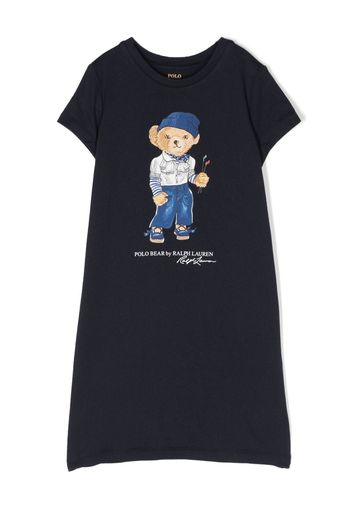 Ralph Lauren Kids polo-bear print dress - Blu