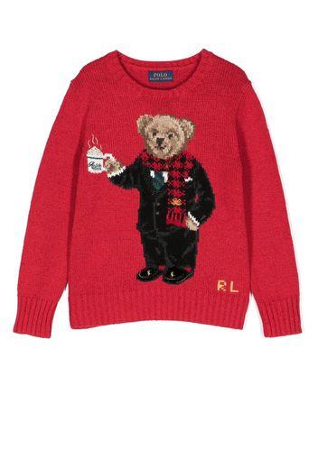 Ralph Lauren Kids teddy bear ribbed-knit jumper - Rosso