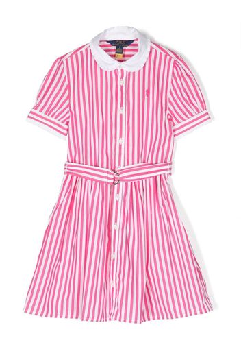 Ralph Lauren Kids Chemisier a righe con cintura - Rosa