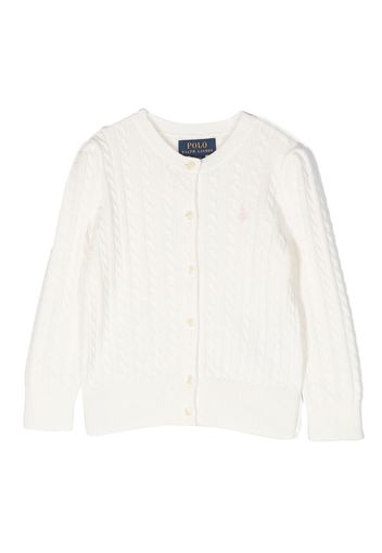 Ralph Lauren Kids embroidered-logo long-sleeve cardigan - Bianco