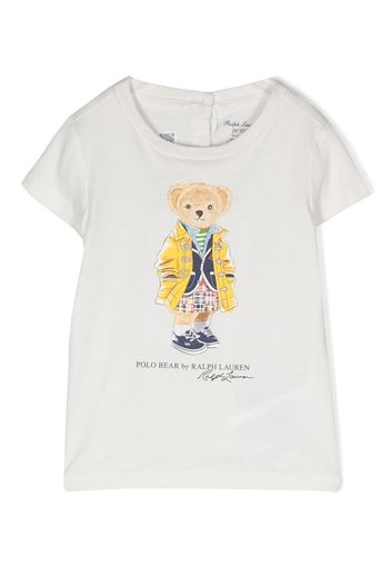 Ralph Lauren Kids signature-bear buttoned T-shirt - Bianco