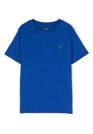 Ralph Lauren Kids embroidered-logo cotton T-shirt - Blu