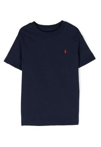 Ralph Lauren Kids embroidered-logo cotton T-shirt - Blu