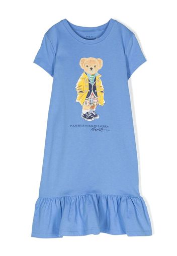 Ralph Lauren Kids signature Polo Bear.motif cotton dress - Blu