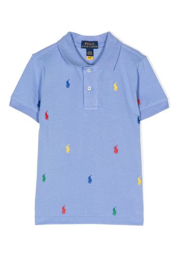 Ralph Lauren Kids embroidered-logo cotton polo shirt - Blu