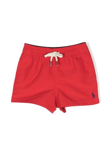 Ralph Lauren Kids Polo Pony motif swim shorts - Rosso