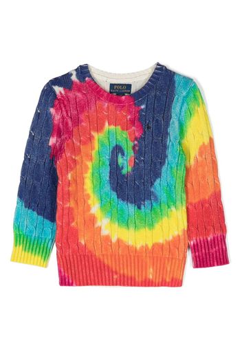 Ralph Lauren Kids tie-dye cable-knit jumper - Blu