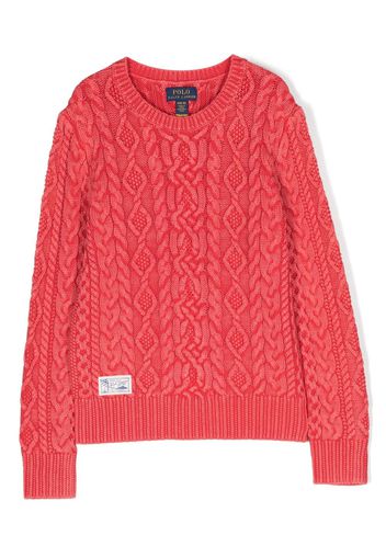 Ralph Lauren Kids Aran cable-knit jumper - Rosso