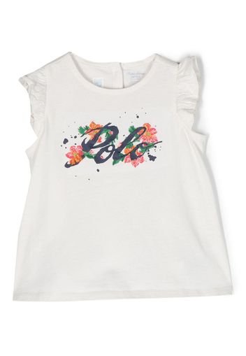 Ralph Lauren Kids logo-print ruffled T-shirt - Bianco