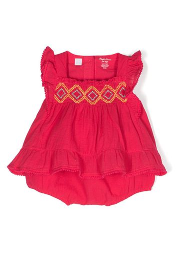 Ralph Lauren Kids embroidered bloomer-short set - Rosa