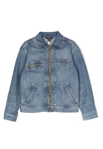 Ralph Lauren Kids logo-embroidered zipped denim jacket - Blu