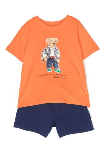 Ralph Lauren Kids Polo Bear-print cotton short set - Arancione