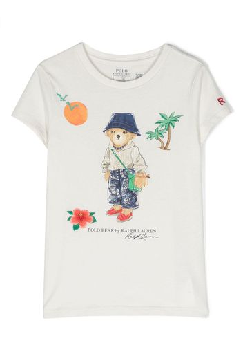 Ralph Lauren Kids T-shirt Polo Bear con stampa - Bianco