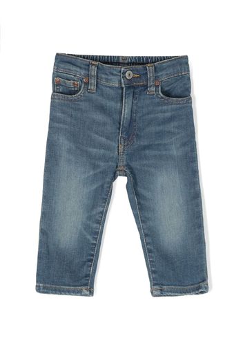 Ralph Lauren Kids whiskering-effect high-rise slim-fit jeans - Blu