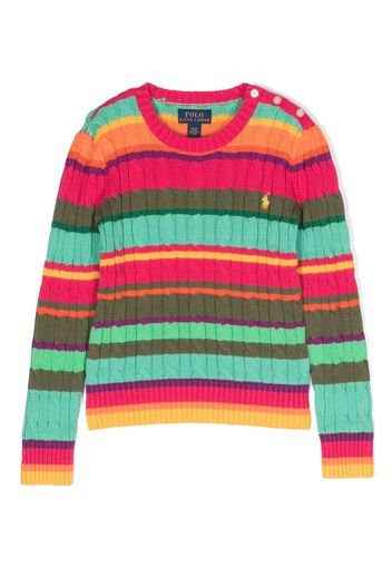 Ralph Lauren Kids striped cable-knit jumper - Verde