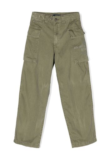 Ralph Lauren Kids logo-print cotton cargo trousers - Verde