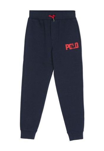 Ralph Lauren Kids logo-print jersey-texture track pants - Blu