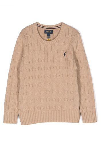 Ralph Lauren Kids Polo Pony cable-knit jumper - Toni neutri