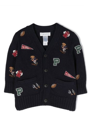 Ralph Lauren Kids patch-detail cotton cardigan - Blu