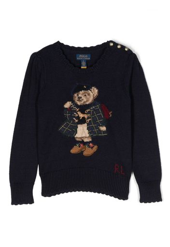 Ralph Lauren Kids patterned-intarsia cotton sweatshirt - Blu