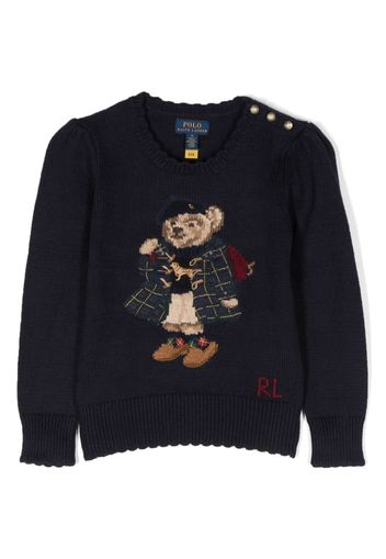 Ralph Lauren Kids patterned-intarsia cotton jumper - Blu