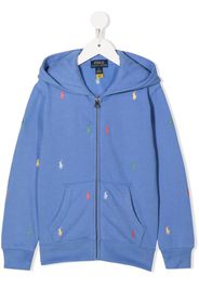 Ralph Lauren Kids logo-embroidered zipped hoodie - Blu