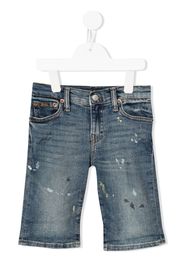 Ralph Lauren Kids paint-print denim shorts - Blu