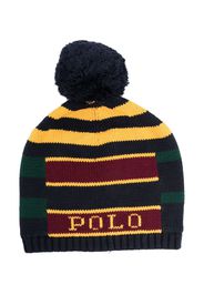 Ralph Lauren Kids intarsia-knit logo pompom beanie - Blu