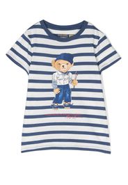 Ralph Lauren Kids striped polo-bear print T-shirt - Bianco