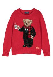 Ralph Lauren Kids teddy bear ribbed-knit jumper - Rosso