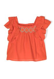 Ralph Lauren Kids embroidered ruffled blouse - Arancione