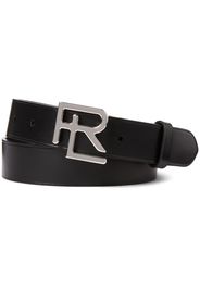 Ralph Lauren Collection Cintura in pelle con placca logo - Nero