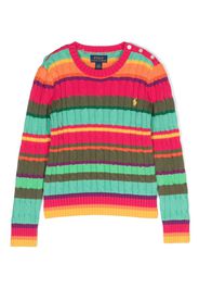 Ralph Lauren Kids striped cable-knit jumper - Verde